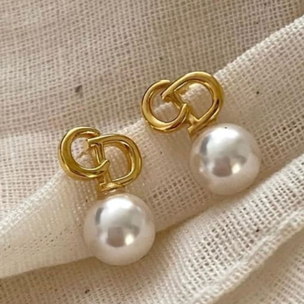 925 Sterling Silver Pearl Geometric Vintage Drop